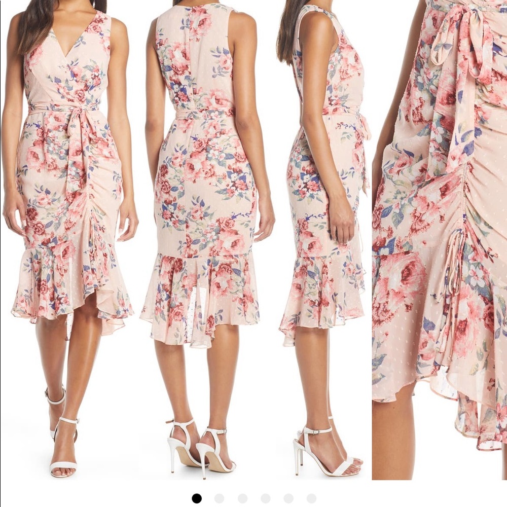 Eliza J floral Chiffon Faux Wrap Dress